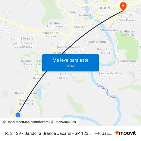 R. 3 129 - Bandeira Branca Jacareí - SP 12323-364 Brasil to Jacareí map