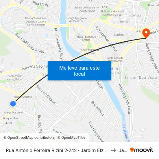 Rua Antônio Ferreira Rizini 2-242 - Jardim Elza Maria Jacareí - SP 12322-120 Brasil to Jacareí map