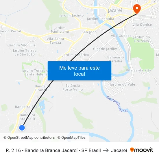 R. 2 16 - Bandeira Branca Jacareí - SP Brasil to Jacareí map