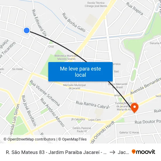 R. São Mateus 83 - Jardim Paraiba Jacareí - SP 12327-661 Brasil to Jacareí map