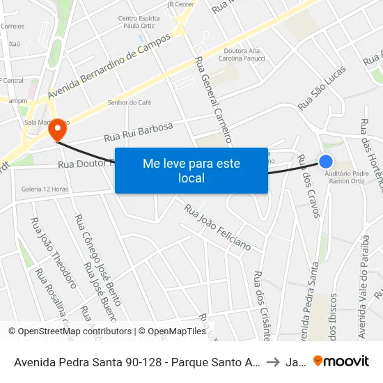 Avenida Pedra Santa 90-128 - Parque Santo Antonio Jacareí - SP 12309-340 Brasil to Jacareí map