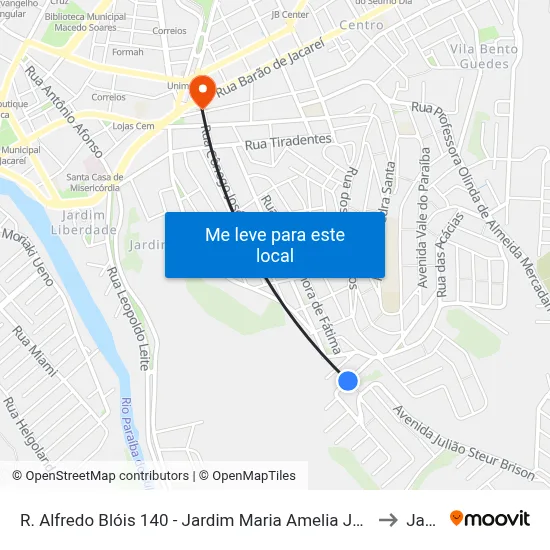 R. Alfredo Blóis 140 - Jardim Maria Amelia Jacareí - SP 12309-720 Brasil to Jacareí map
