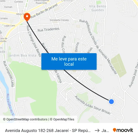 Avenida Augusto 182-268 Jacareí - SP República Federativa Do Brasil to Jacareí map