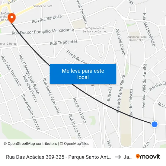 Rua Das Acácias 309-325 - Parque Santo Antonio Jacareí - SP 12309-570 Brasil to Jacareí map