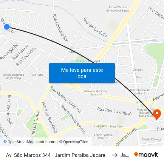Av. São Marcos 344 - Jardim Paraiba Jacareí - SP 12327-668 Brasil to Jacareí map