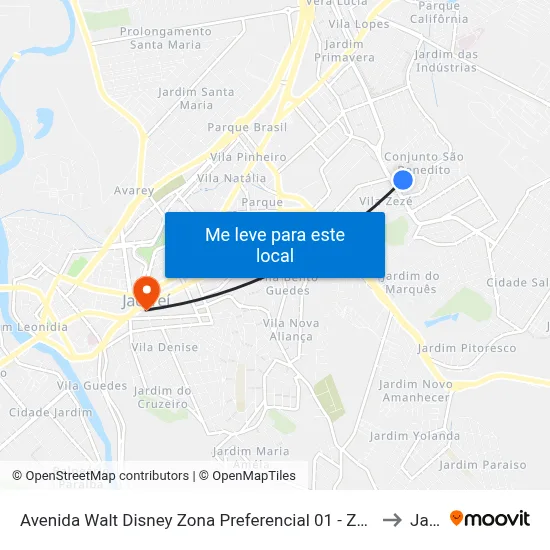 Avenida Walt Disney Zona Preferencial 01 - Zap 1 Jacareí - São Paulo 12310 Brasil to Jacareí map