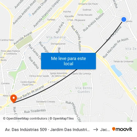 Av. Das Indústrias 509 - Jardim Das Industrias Jacareí - SP Brasil to Jacareí map