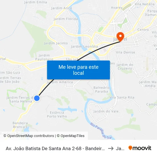 Av. João Batista De Santa Ana 2-68 - Bandeira Branca Jacareí - SP Brasil to Jacareí map