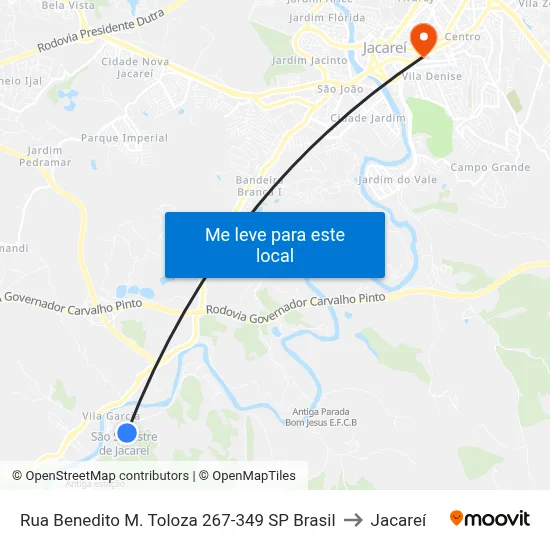 Rua Benedito M. Toloza 267-349 SP Brasil to Jacareí map