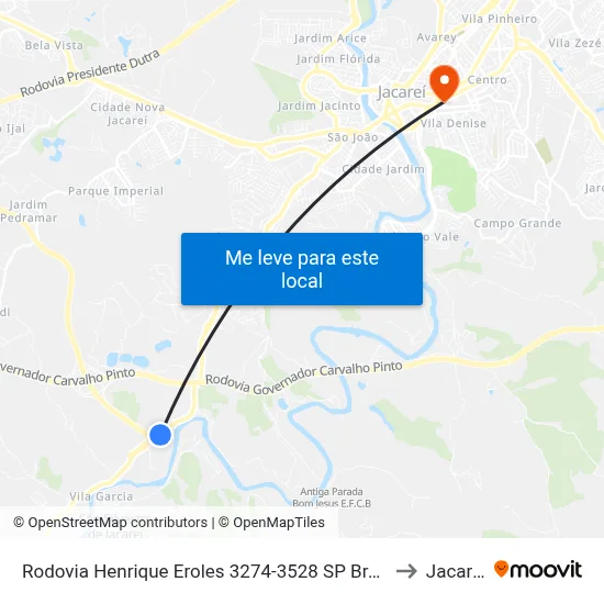 Rodovia Henrique Eroles 3274-3528 SP Brasil to Jacareí map