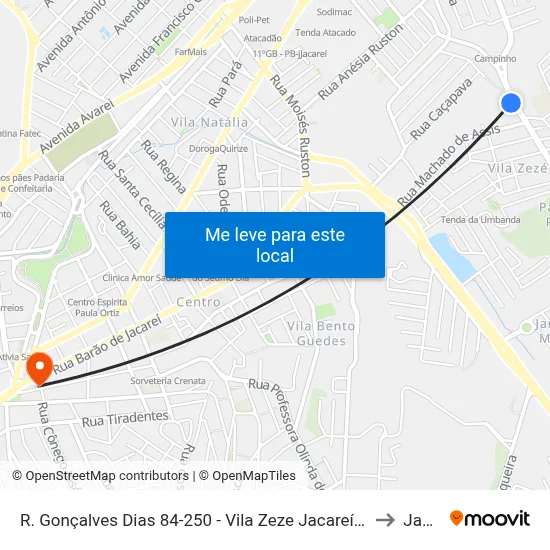 R. Gonçalves Dias 84-250 - Vila Zeze Jacareí - SP 12310-480 Brasil to Jacareí map