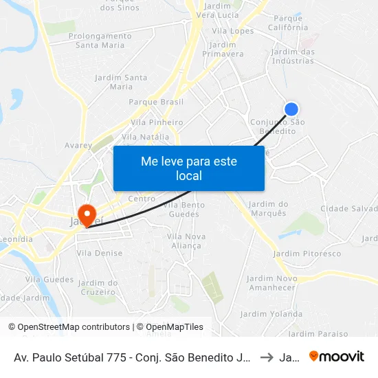 Av. Paulo Setúbal 775 - Conj. São Benedito Jacareí - SP 12310-150 Brasil to Jacareí map