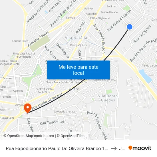 Rua Expedicionário Paulo De Oliveira Branco 162-220 - Jardim Das Indústrias Jacareí - SP 12306-020 Brasil to Jacareí map