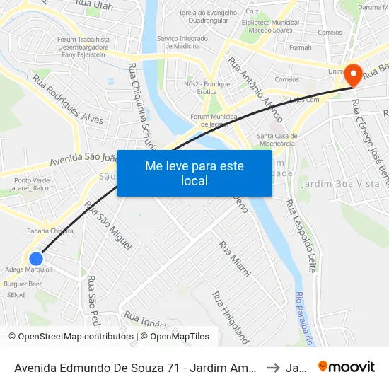 Avenida Edmundo De Souza 71 - Jardim América Jacareí - SP Brasil to Jacareí map