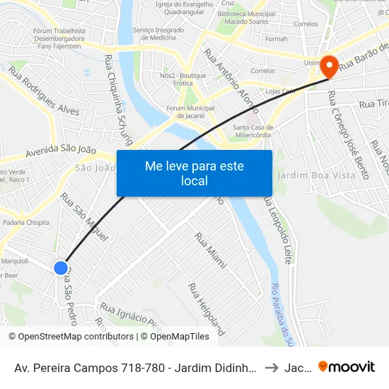 Av. Pereira Campos 718-780 - Jardim Didinha Jacareí - SP Brasil to Jacareí map
