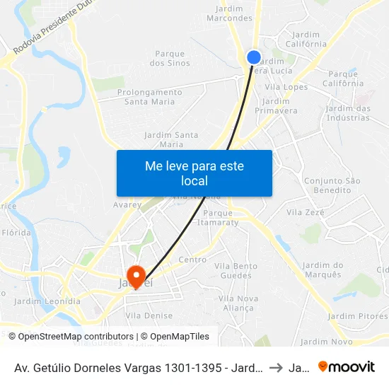 Av. Getúlio Dorneles Vargas 1301-1395 - Jardim California Jacareí - SP Brasil to Jacareí map
