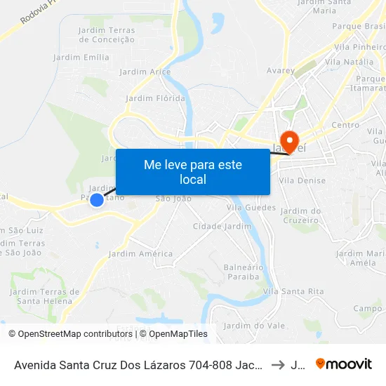 Avenida Santa Cruz Dos Lázaros 704-808 Jacareí - SP 12322-310 República Federativa Do Brasil to Jacareí map
