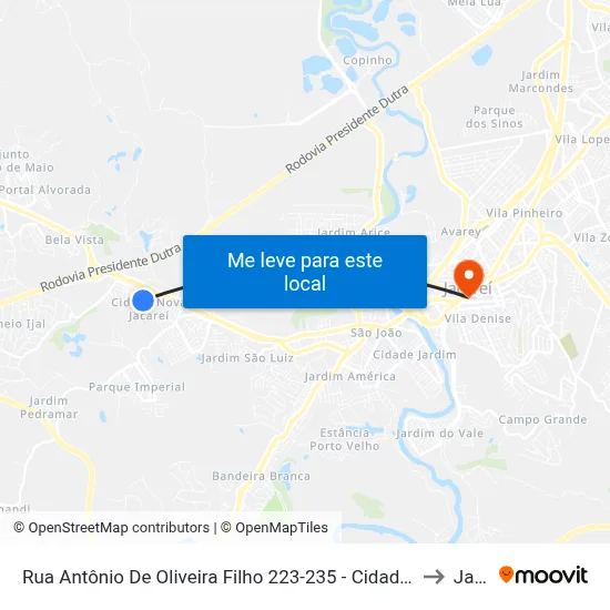 Rua Antônio De Oliveira Filho 223-235 - Cidade Nova Jacareí Jacareí - SP Brasil to Jacareí map