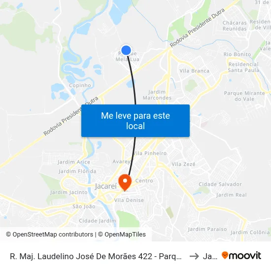 R. Maj. Laudelino José De Morães 422 - Parque Meia Lua Jacareí - SP 12335-160 Brasil to Jacareí map