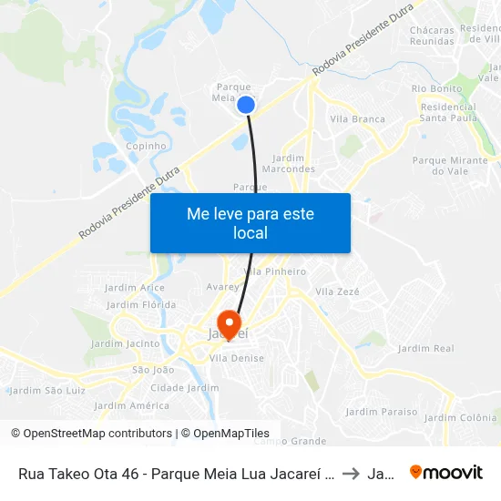 Rua Takeo Ota 46 - Parque Meia Lua Jacareí - SP 12335-270 Brasil to Jacareí map