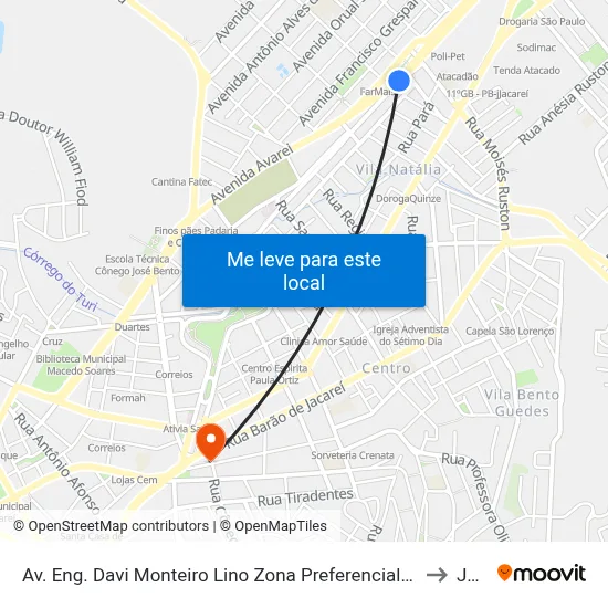 Av. Eng. Davi Monteiro Lino Zona Preferencial 02 - Zap 2 B Jacareí - São Paulo 12306 Brasil to Jacareí map