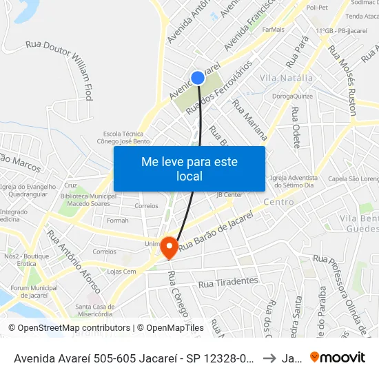 Avenida Avareí 505-605 Jacareí - SP 12328-000 República Federativa Do Brasil to Jacareí map