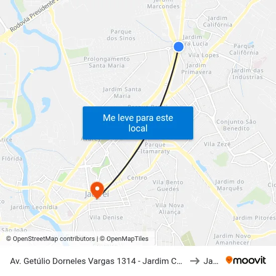 Av. Getúlio Dorneles Vargas 1314 - Jardim California Jacareí - SP Brasil to Jacareí map