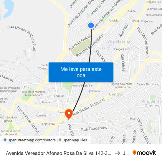 Avenida Vereador Afonso Rosa Da Silva 142-308 Jacareí - SP 12328-460 República Federativa Do Brasil to Jacareí map