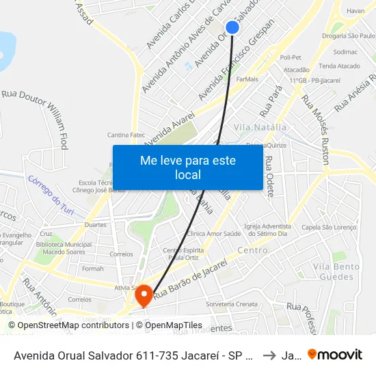 Avenida Orual Salvador 611-735 Jacareí - SP 12328-470 República Federativa Do Brasil to Jacareí map