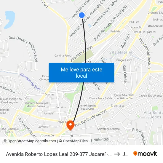 Avenida Roberto Lopes Leal 209-377 Jacareí - SP 12328-140 República Federativa Do Brasil to Jacareí map