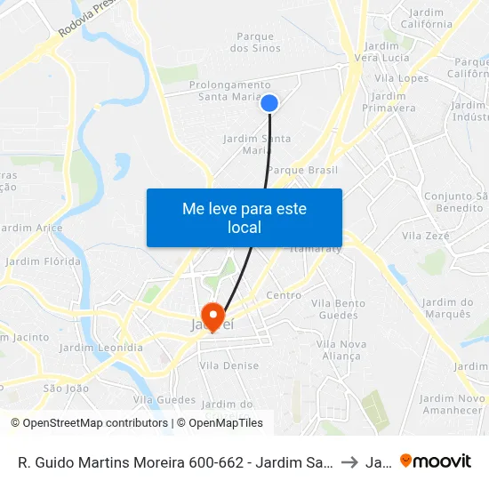 R. Guido Martins Moreira 600-662 - Jardim Santa Maria Jacareí - SP 12328-340 Brasil to Jacareí map