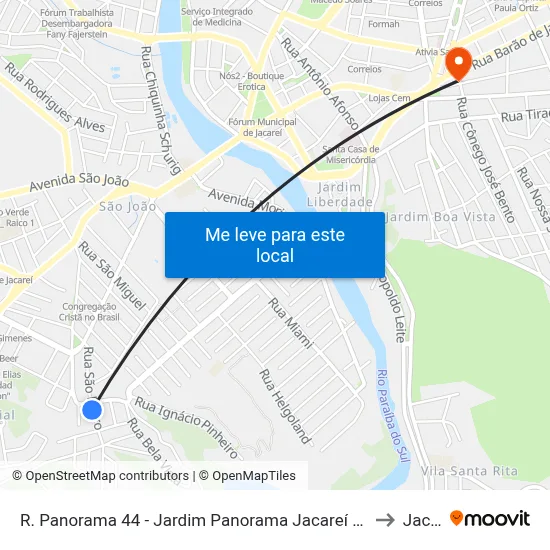 R. Panorama 44 - Jardim Panorama Jacareí - SP 12323-180 Brasil to Jacareí map