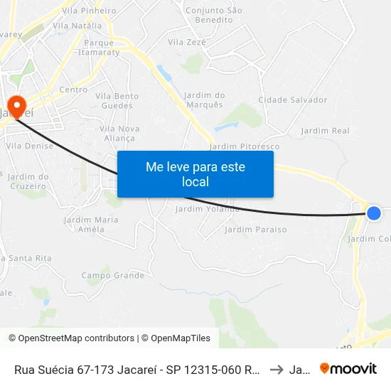 Rua Suécia 67-173 Jacareí - SP 12315-060 República Federativa Do Brasil to Jacareí map