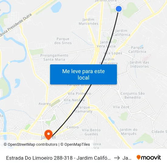 Estrada Do Limoeiro 288-318 - Jardim Califórnia Jacareí - SP Brasil to Jacareí map