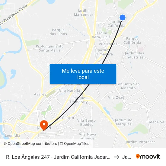 R. Los Ângeles 247 - Jardim California Jacareí - SP 12305-800 Brasil to Jacareí map