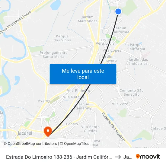 Estrada Do Limoeiro 188-286 - Jardim Califórnia Jacareí - SP 12305-810 Brasil to Jacareí map