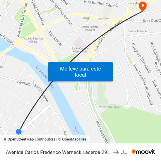 Avenida Carlos Frederico Werneck Lacerda 290 - Cidade Jardim Jacareí - SP 12320-410 Brasil to Jacareí map