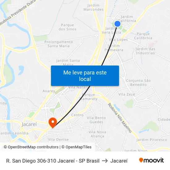 R. San Diego 306-310 Jacareí - SP Brasil to Jacareí map