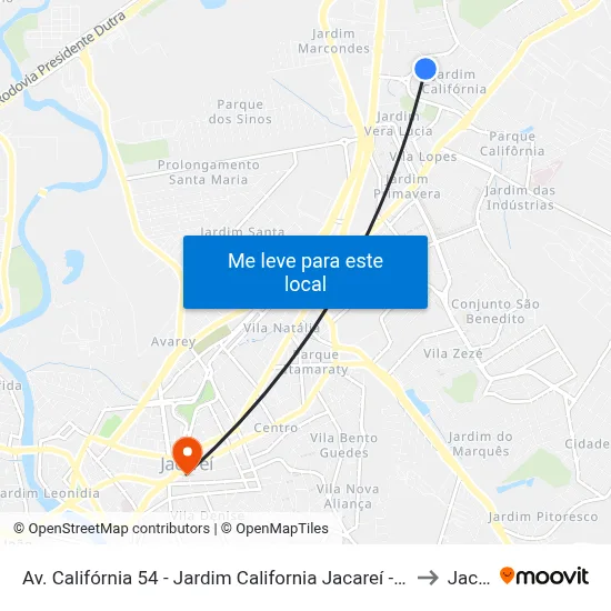 Av. Califórnia 54 - Jardim California Jacareí - SP 12305-670 Brasil to Jacareí map