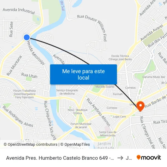Avenida Pres. Humberto Castelo Branco 649 - Conj. Hab. Marinho Jacareí - SP 12321-150 Brasil to Jacareí map