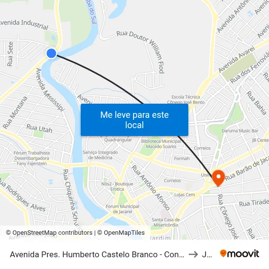 Avenida Pres. Humberto Castelo Branco - Conj. Hab. Marinho Jacareí - SP 12321-150 Brasil to Jacareí map