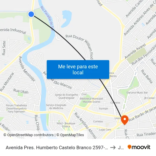 Avenida Pres. Humberto Castelo Branco 2597-2701 - Conj. Hab. Marinho Jacareí - SP 12321-150 Brasil to Jacareí map