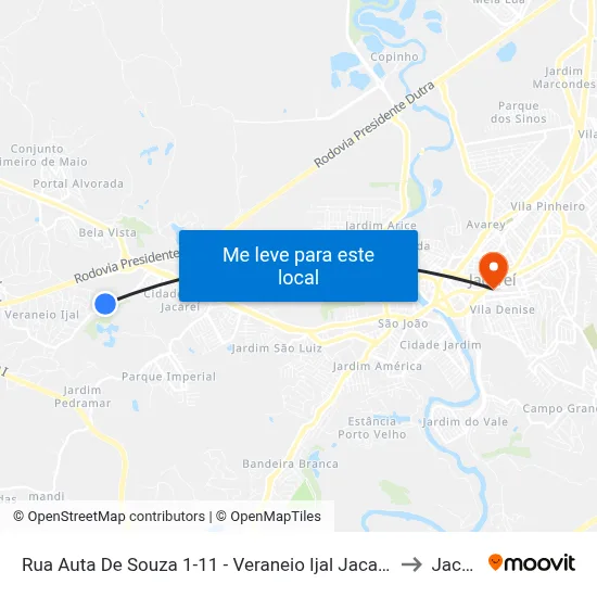 Rua Auta De Souza 1-11 - Veraneio Ijal Jacareí - SP Brasil to Jacareí map