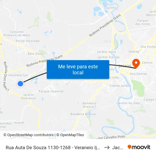 Rua Auta De Souza 1130-1268 - Veraneio Ijal SP Brasil to Jacareí map