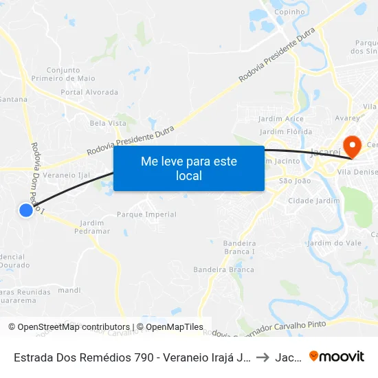 Estrada Dos Remédios 790 - Veraneio Irajá Jacareí - SP Brasil to Jacareí map