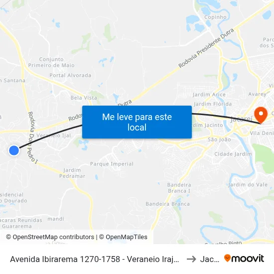 Avenida Ibirarema 1270-1758 - Veraneio Irajá Jacareí - SP Brasil to Jacareí map