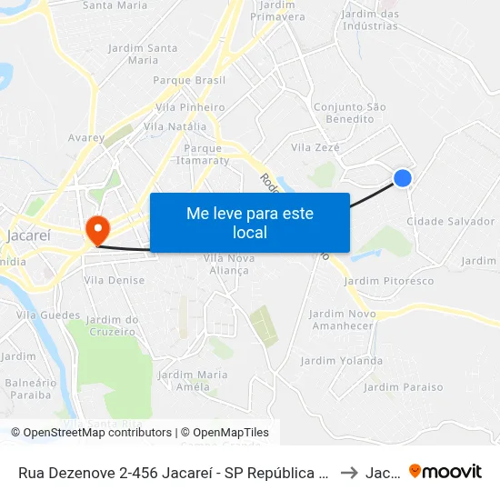 Rua Dezenove 2-456 Jacareí - SP República Federativa Do Brasil to Jacareí map