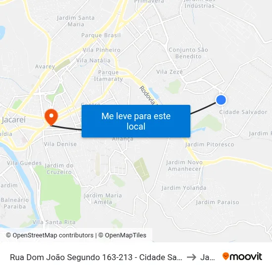 Rua Dom João Segundo 163-213 - Cidade Salvador Jacareí - SP Brasil to Jacareí map
