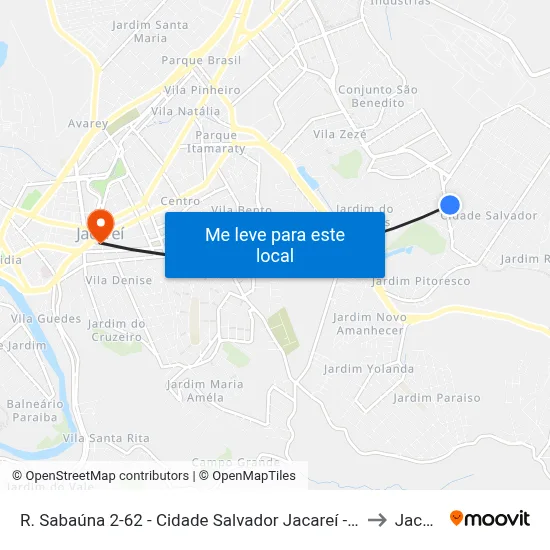R. Sabaúna 2-62 - Cidade Salvador Jacareí - SP Brasil to Jacareí map