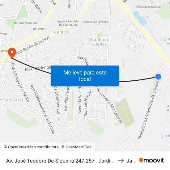 Av. José Teodoro De Siqueira 247-257 - Jardim Maria Amelia Jacareí - SP Brasil to Jacareí map